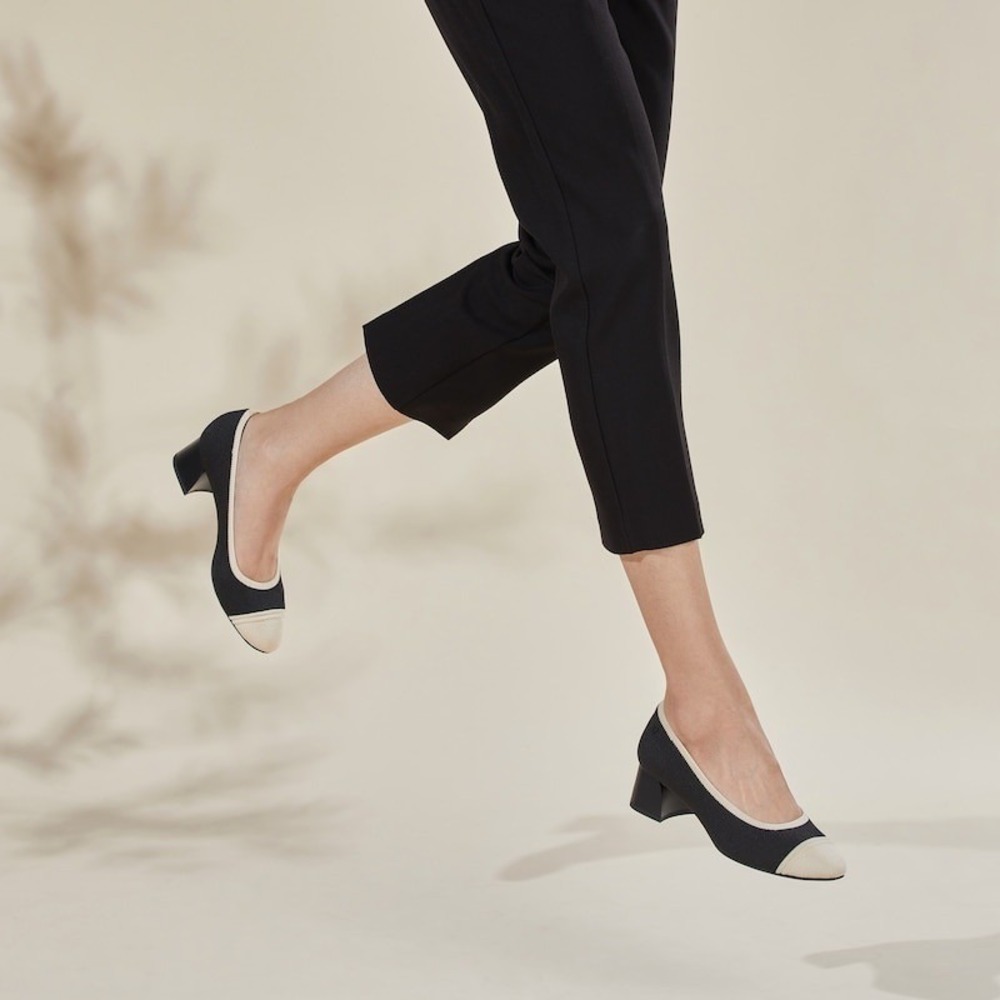 VIVAIA Julie Pro Black Beige Knit Low Heel Pumps Comfort Shoes Size 10.5US New‎